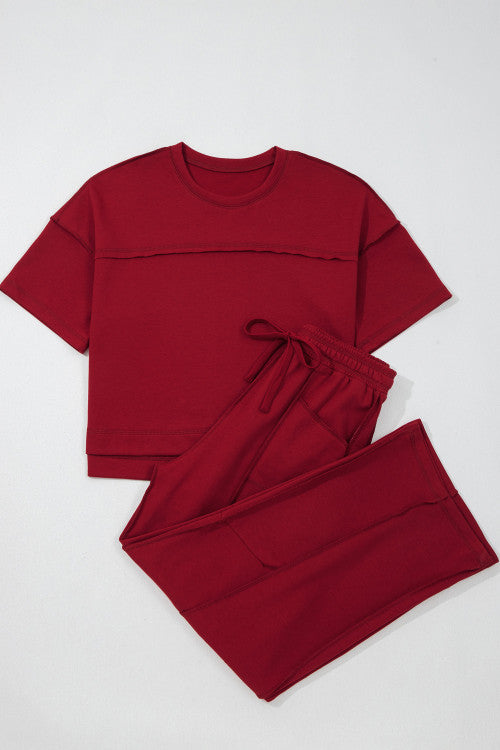 Maroon Barrel Pants Set
