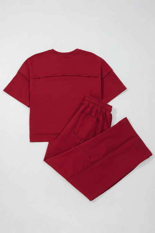 Maroon Barrel Pants Set