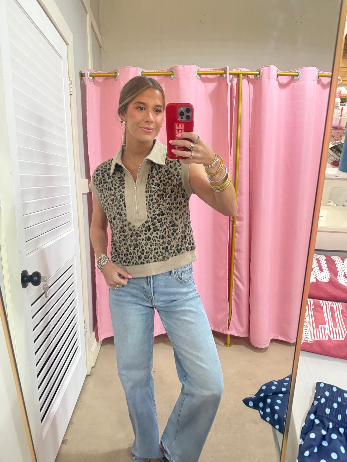 Leopard Collared Top