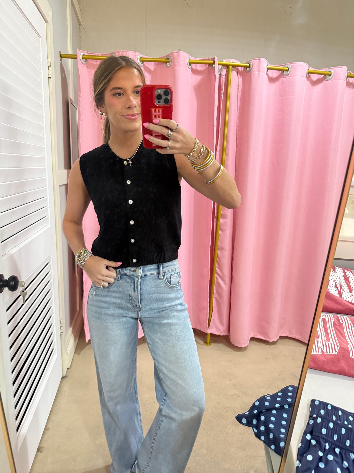Black Buttoned Sweater Vest