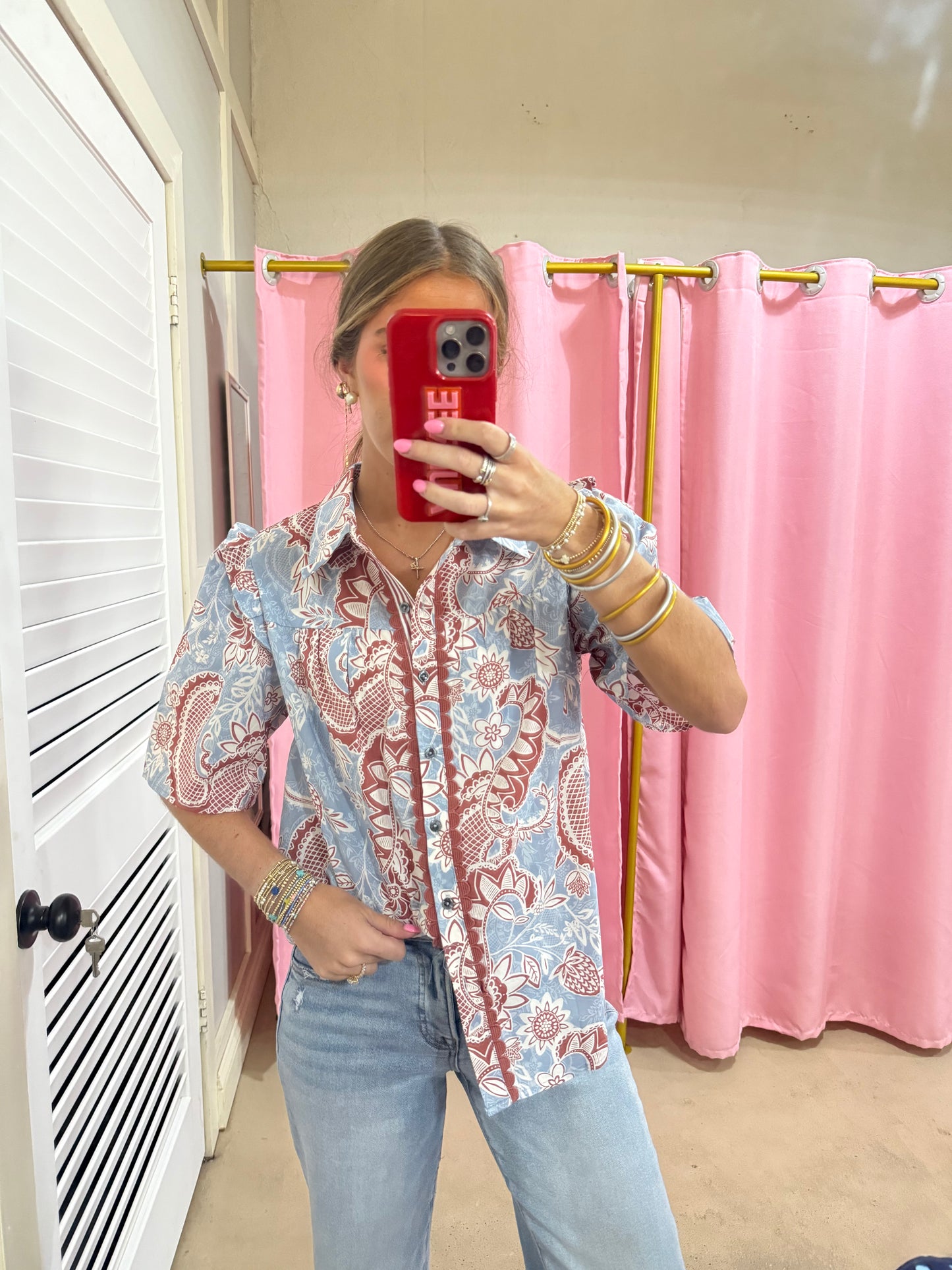 Blue/Brown Floral Top