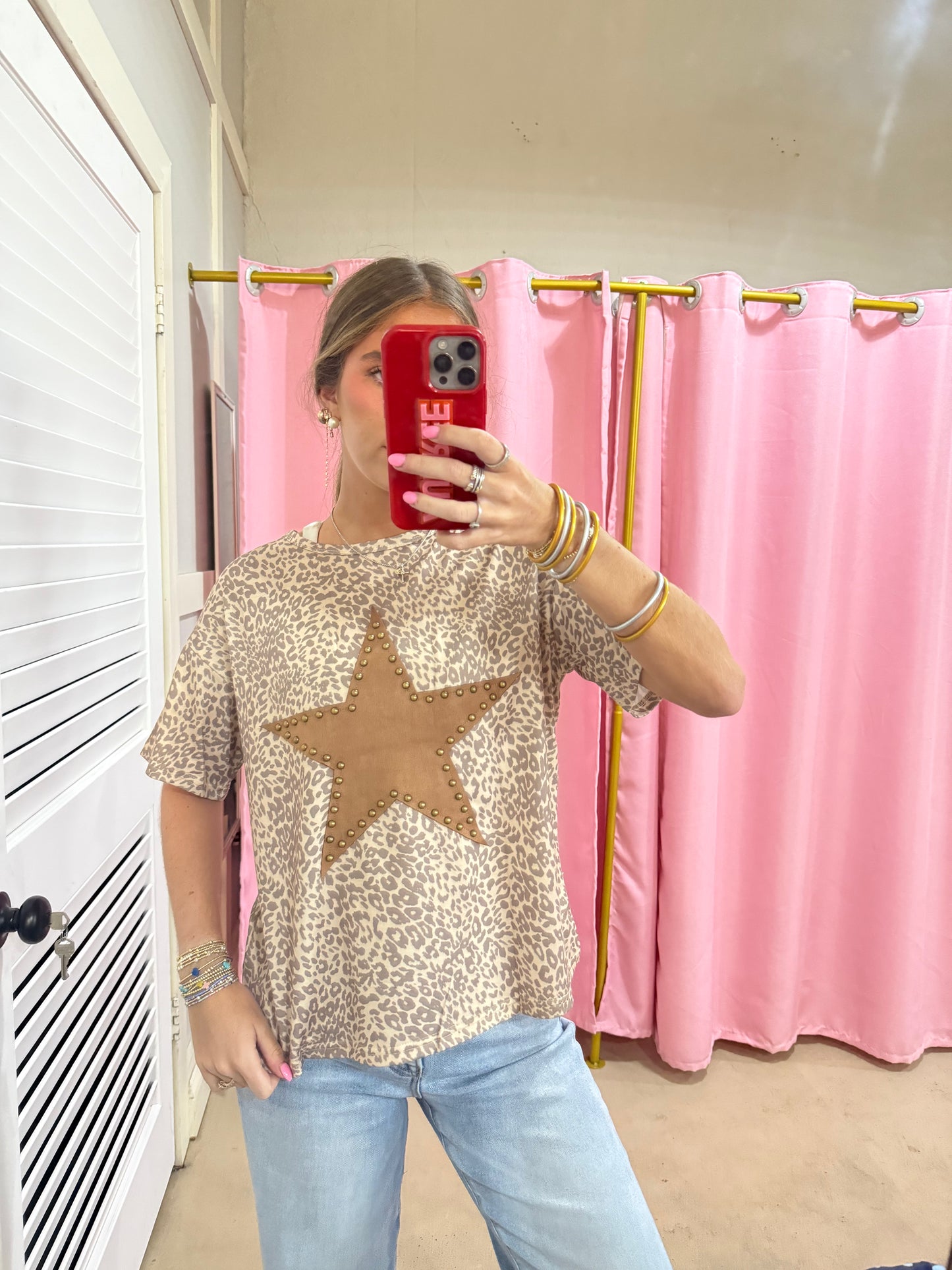 Leopard Star Studded Top