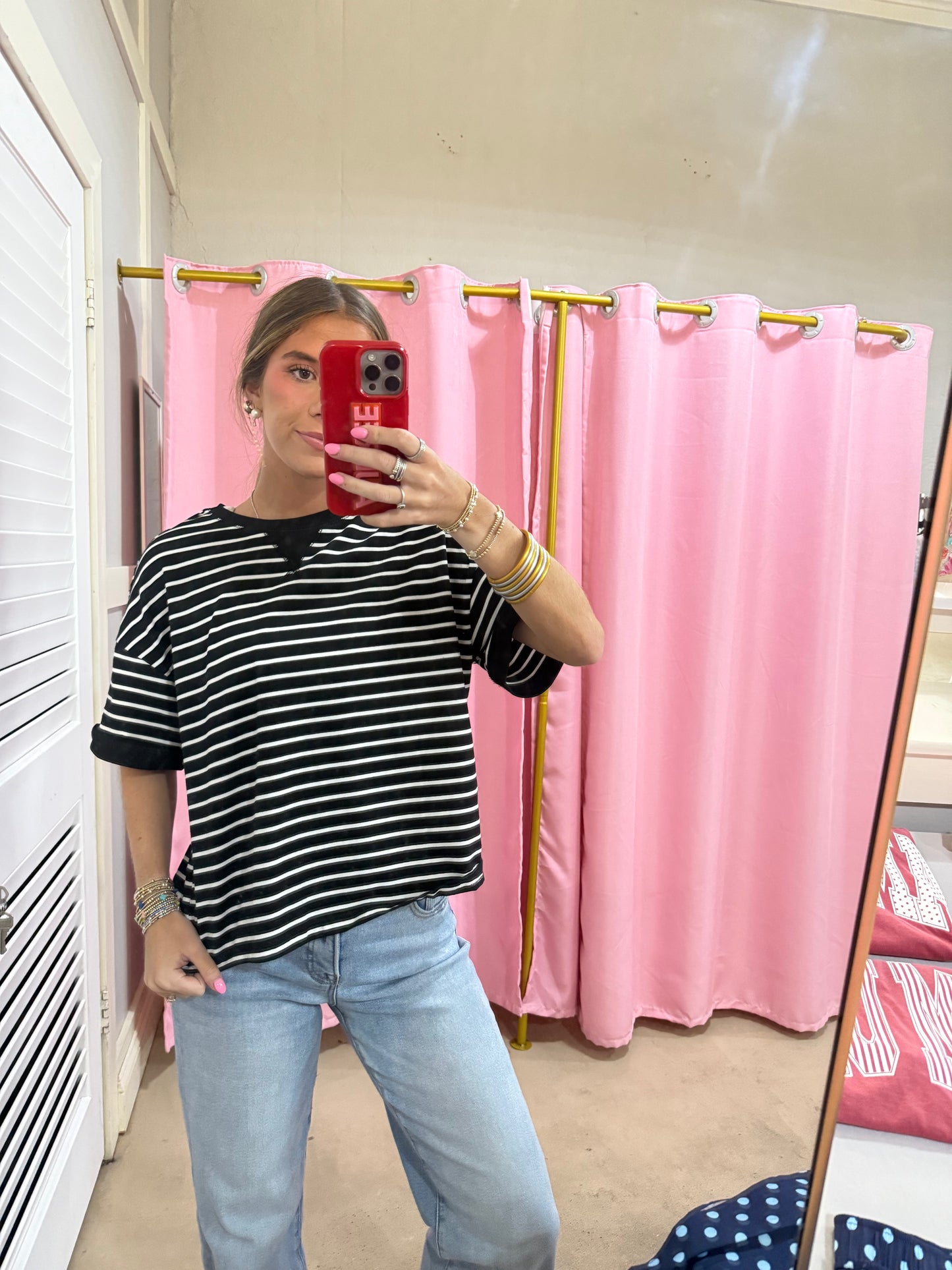 Black and White Striped Top