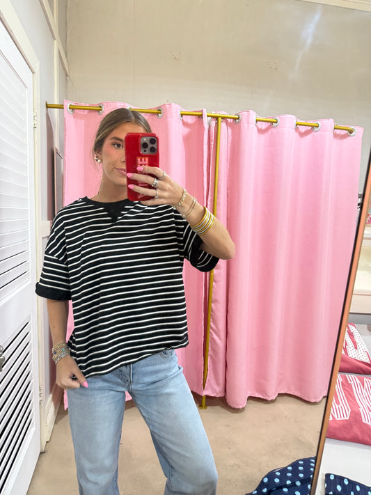 Black and White Striped Top