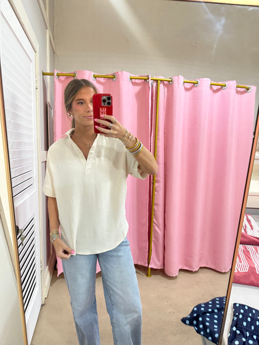 Cream Collared Top