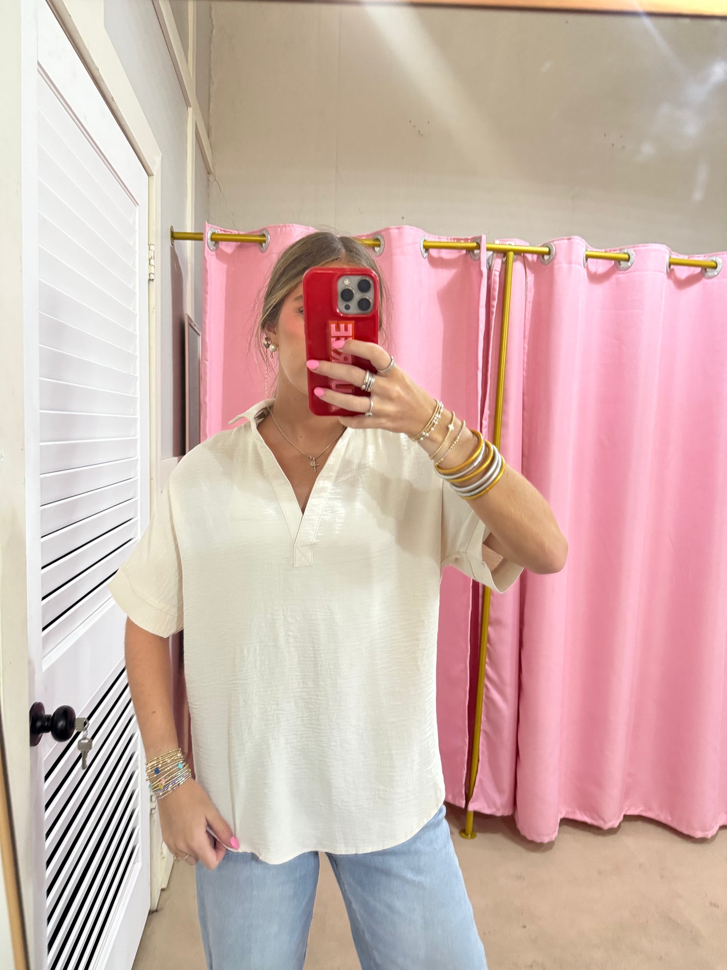 Cream Collared Top