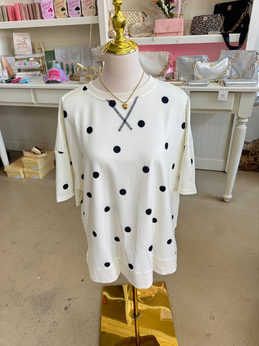 Beige/Black Polka Dot Top