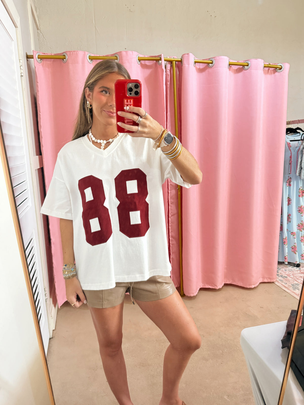 88 Varsity White/Maroon Tee