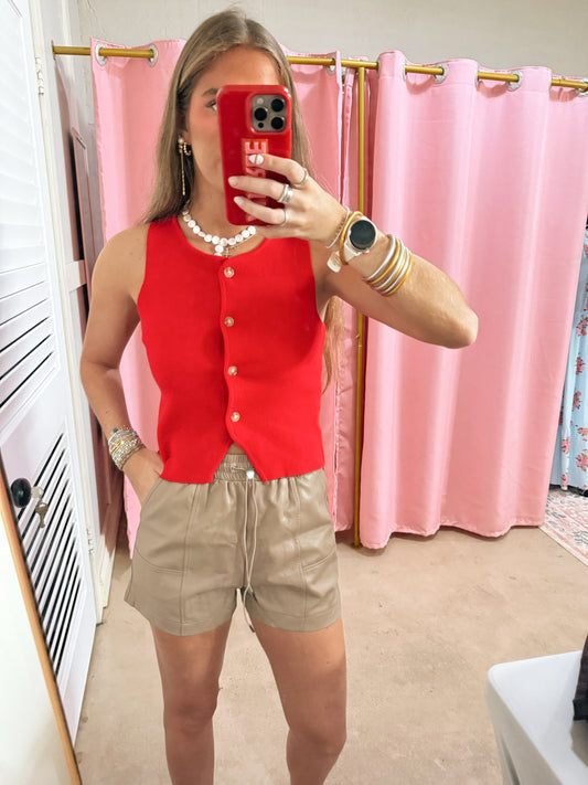 Taupe Leather Shorts