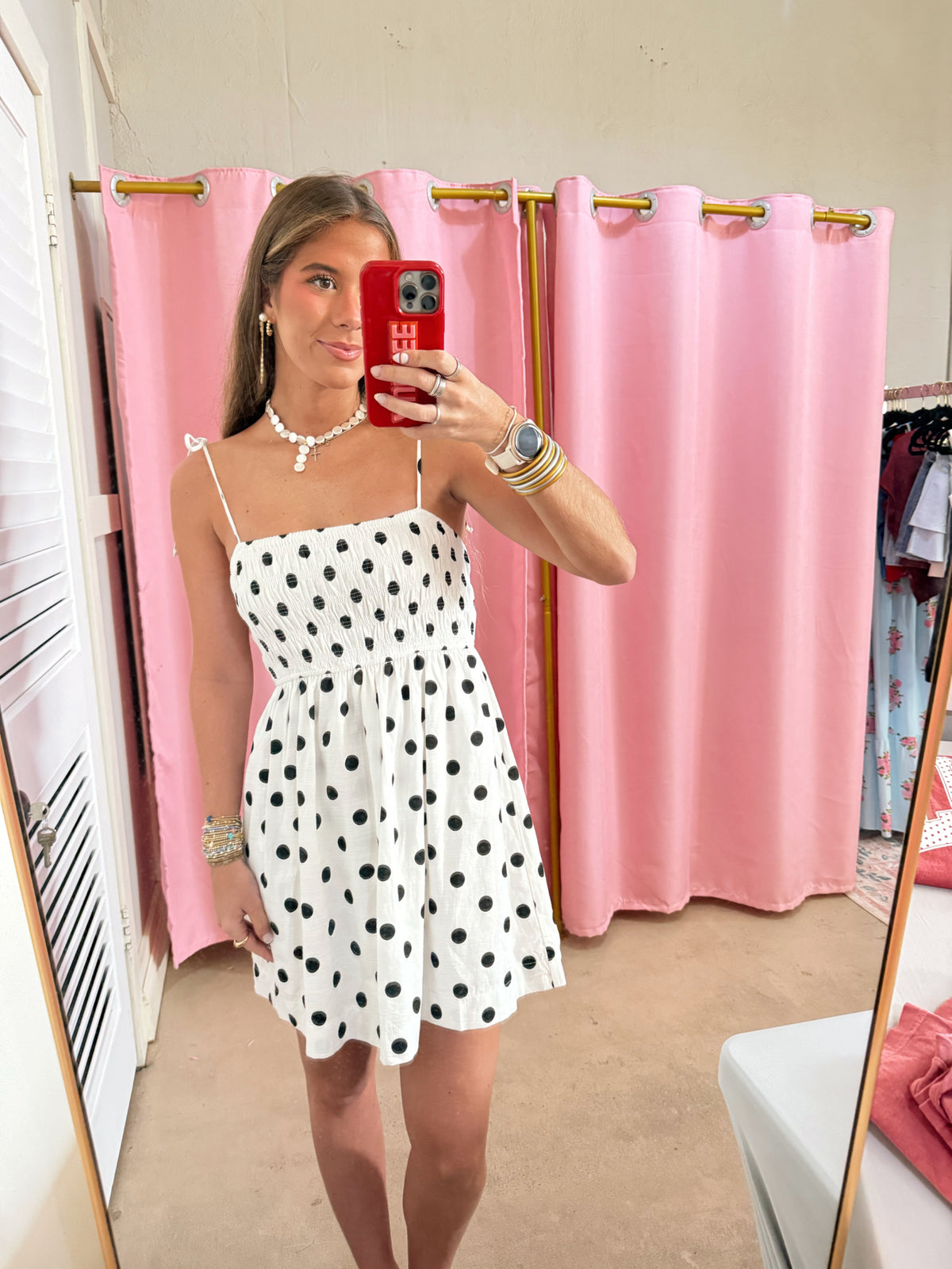 Polka Dot Smocked Dress