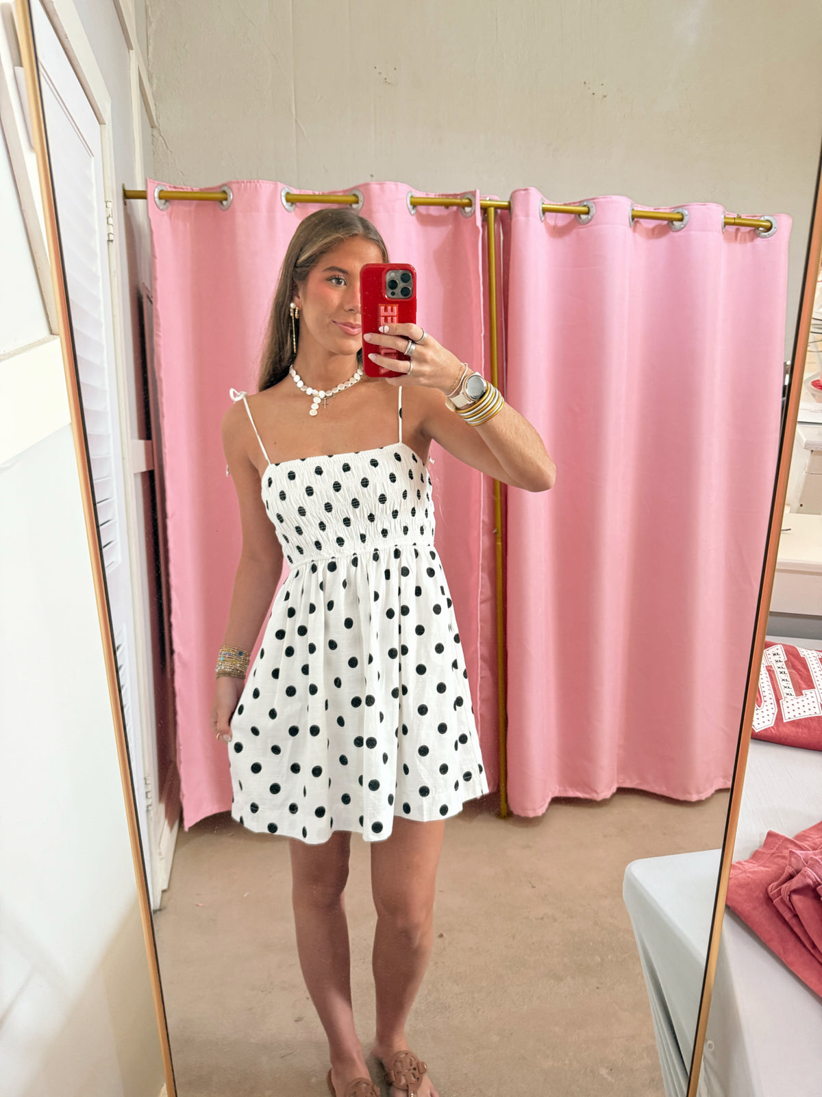 Polka Dot Smocked Dress
