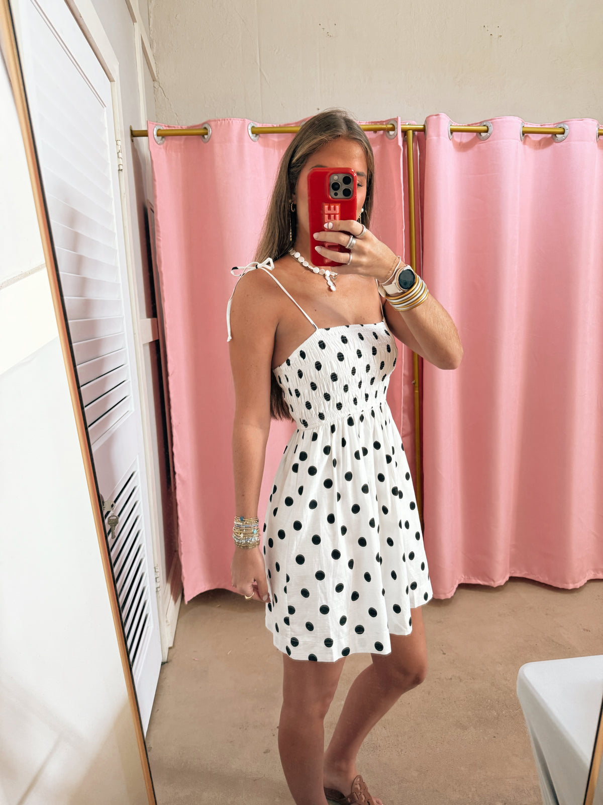 Polka Dot Smocked Dress