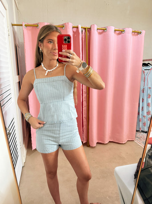 Denim Camo Top and Short Set