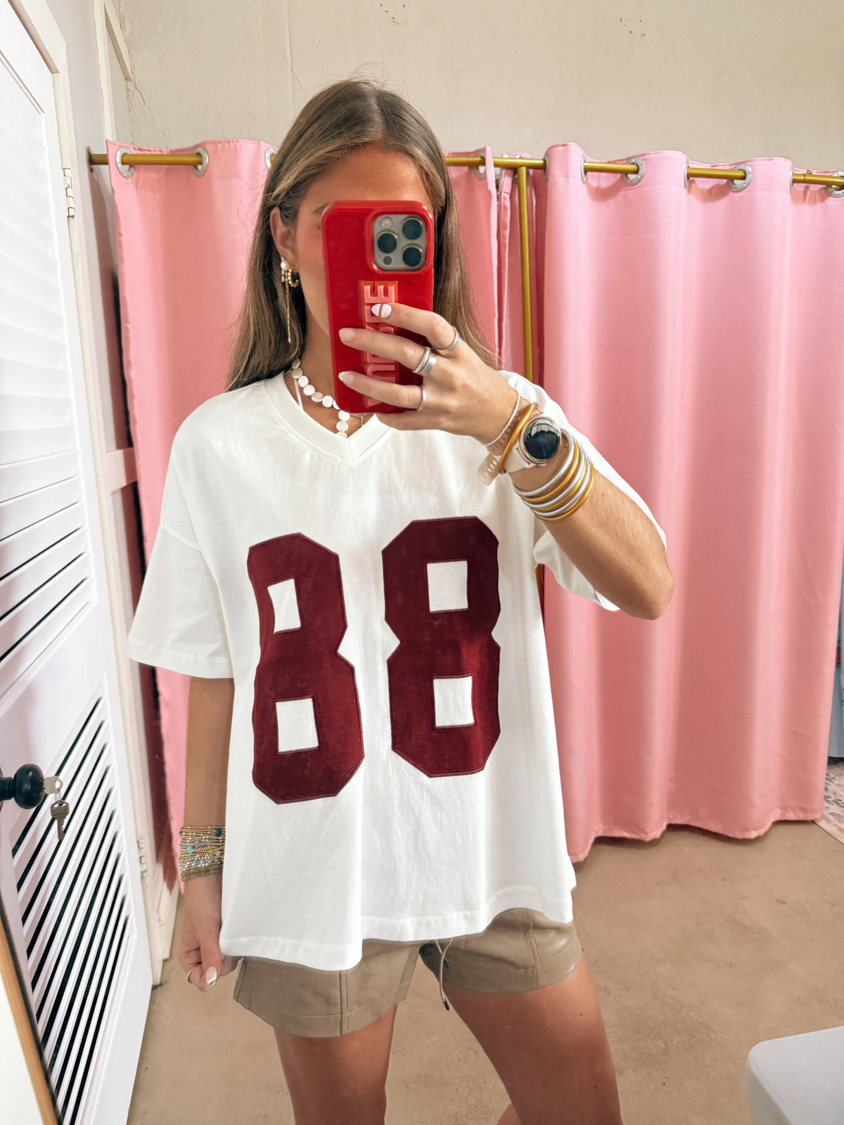 88 Varsity White/Maroon Tee