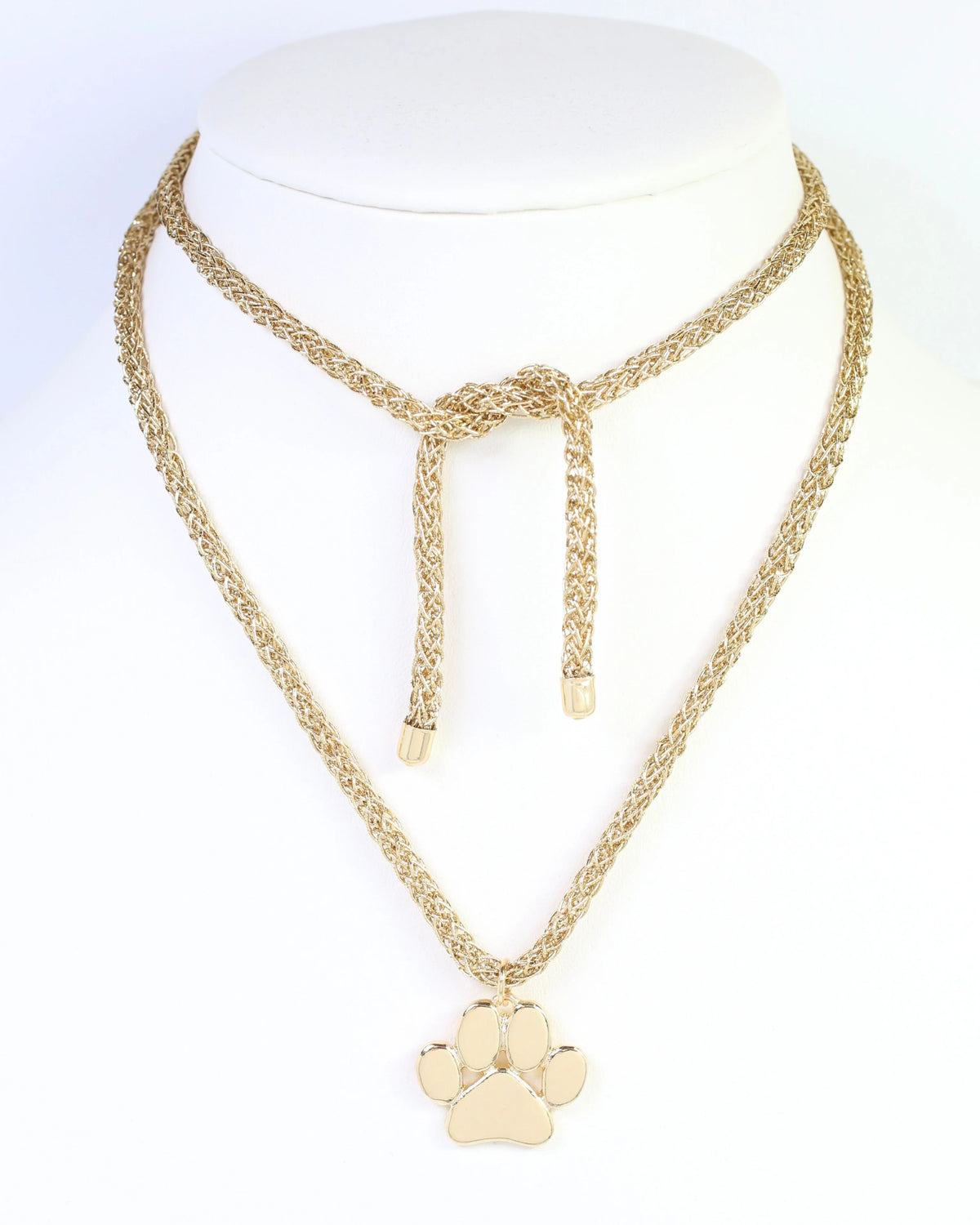Caroline Hill Paw Print Gold Cord Necklace