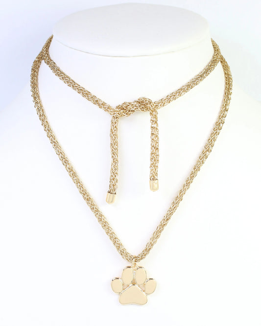 Caroline Hill Paw Print Gold Cord Necklace