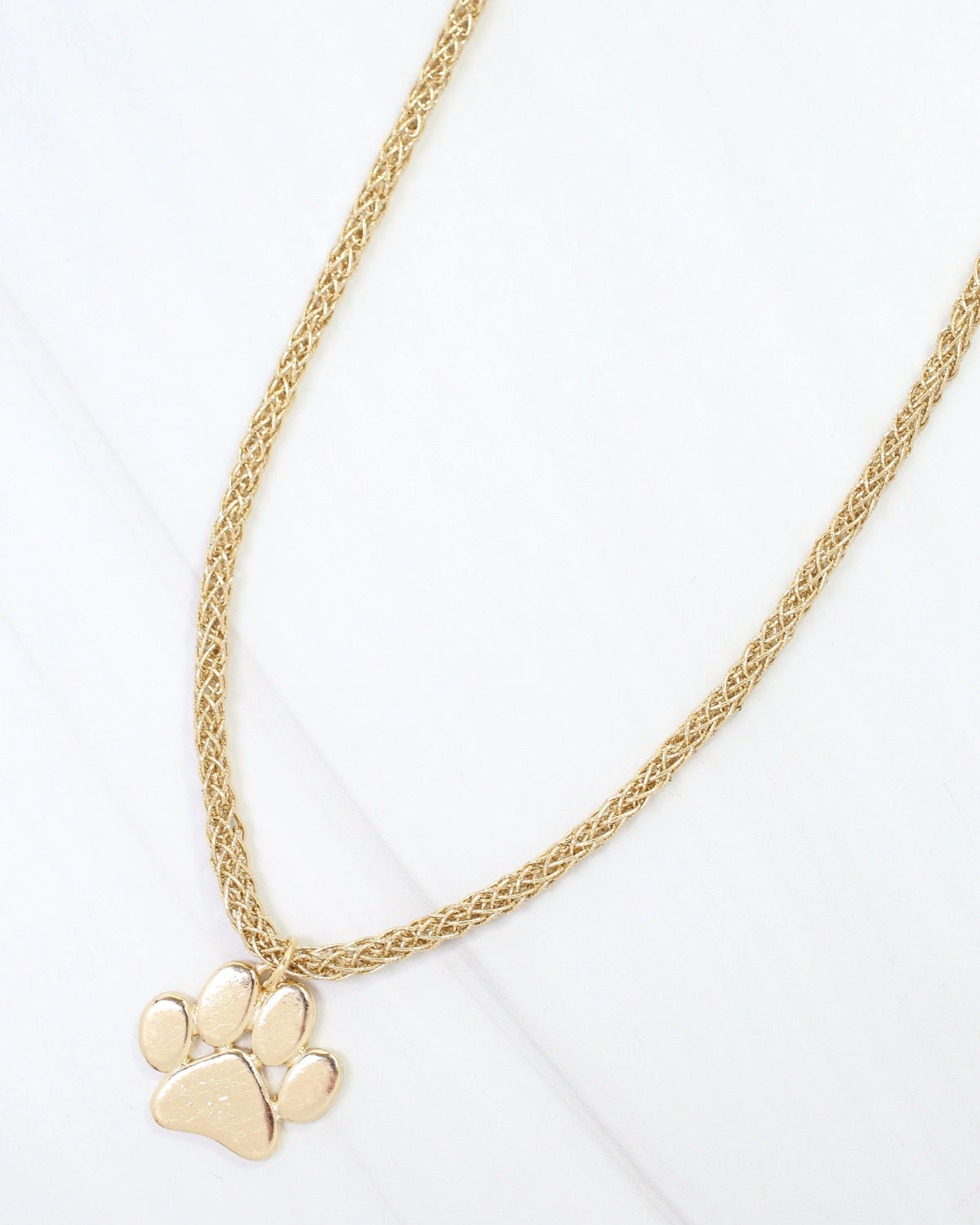 Caroline Hill Paw Print Gold Cord Necklace