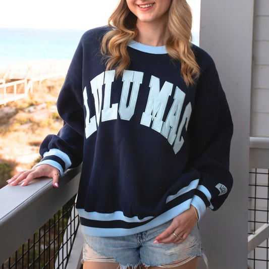 Lulu Mac Navy/Light Blue Stitched Sweatshirt