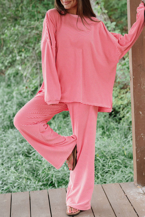 Pink Stripe Pants Set