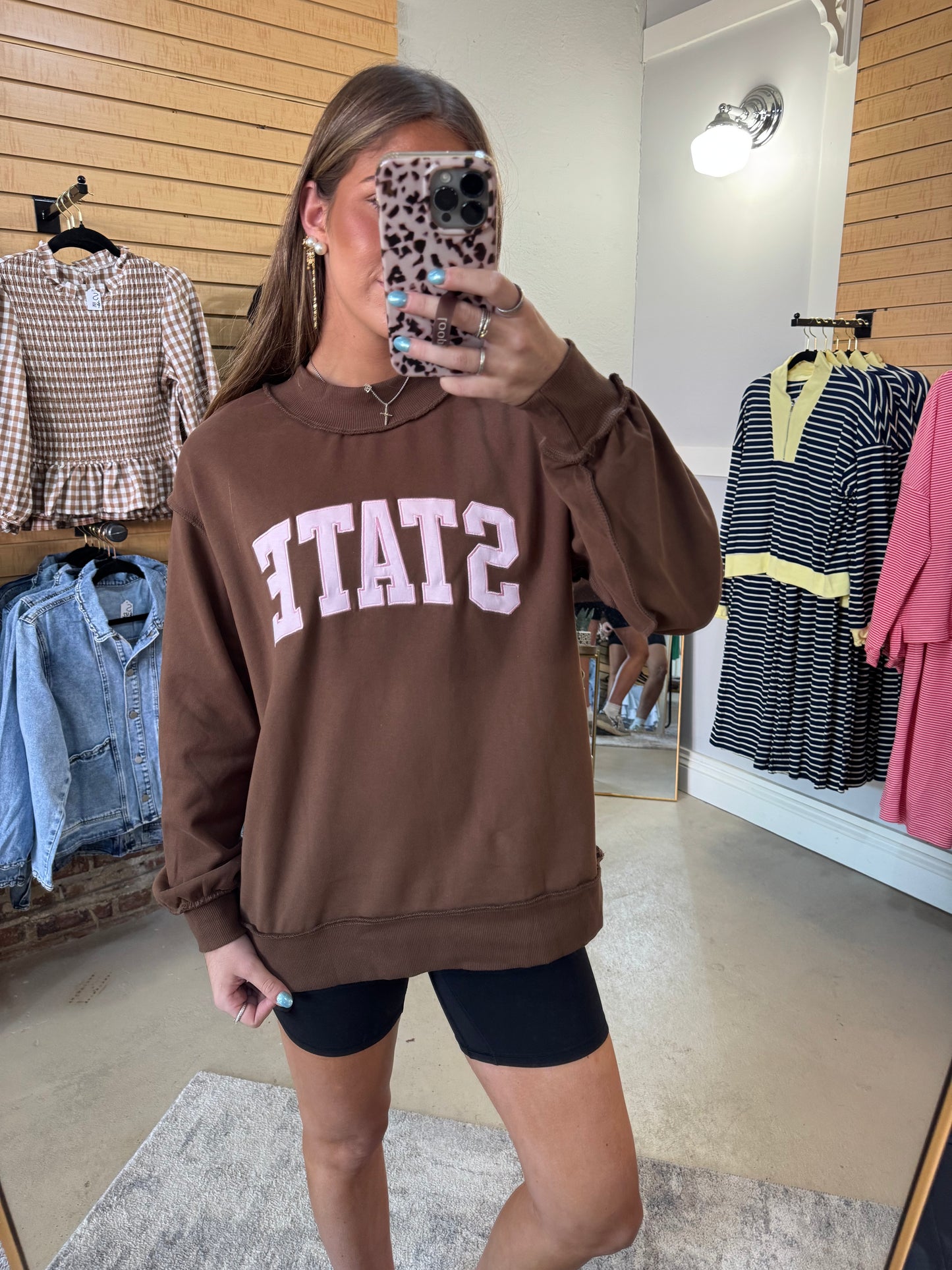 Brown State Mock Neck Sweatshirt