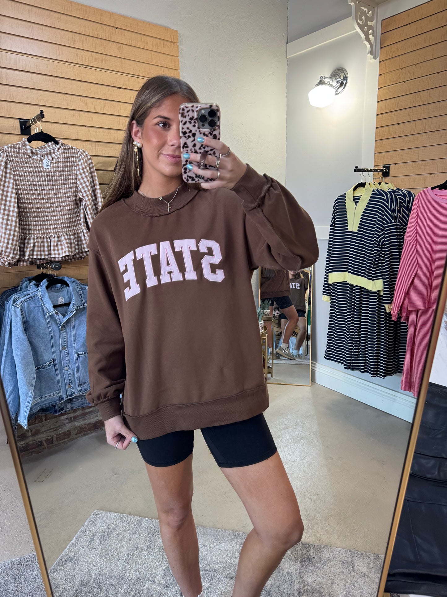 Brown State Mock Neck Sweatshirt