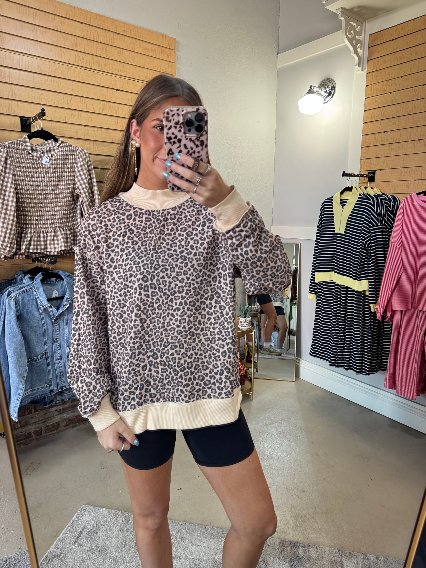 Leopard Mock Neck Sweatshirt