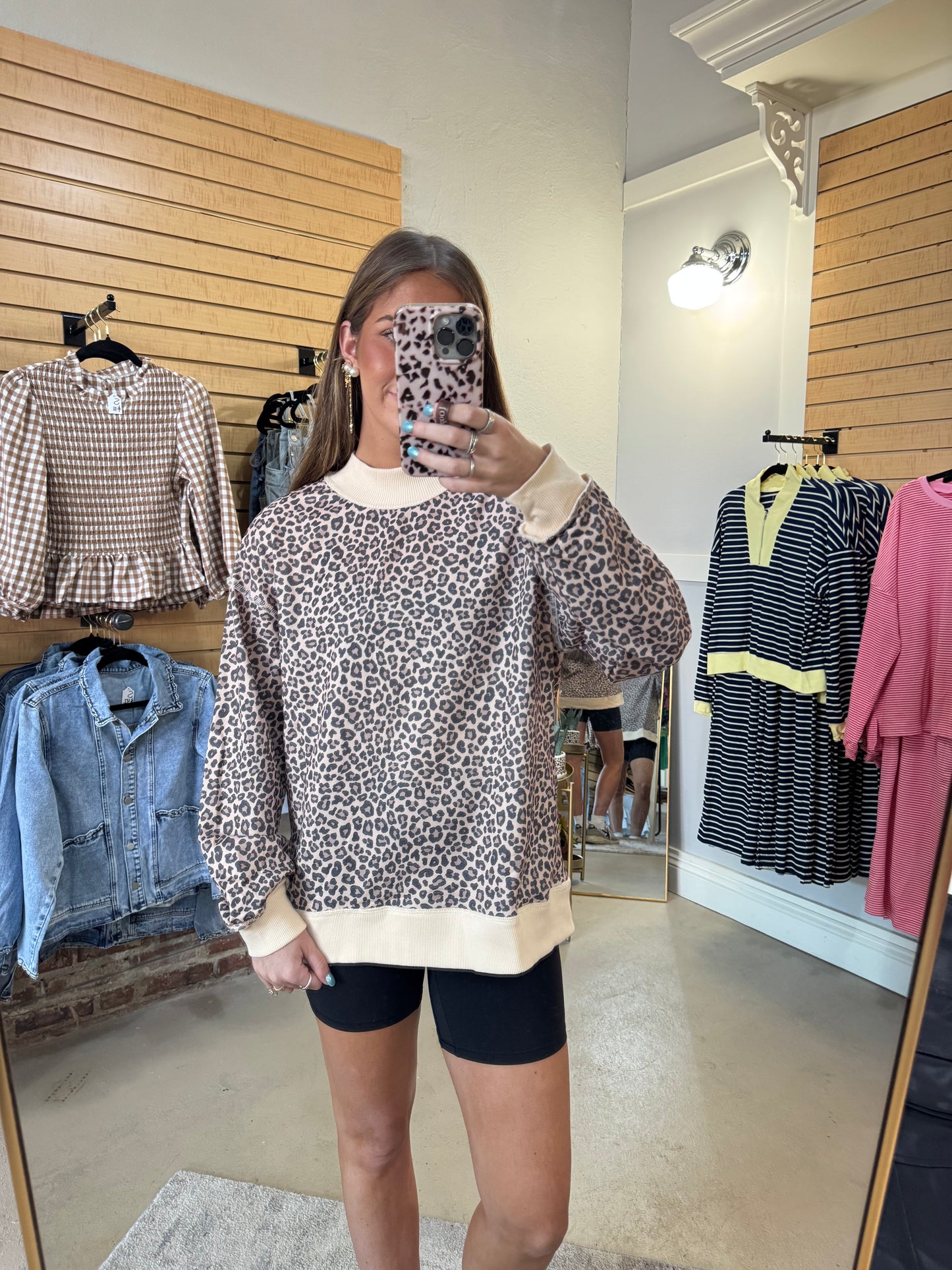 Leopard Mock Neck Sweatshirt