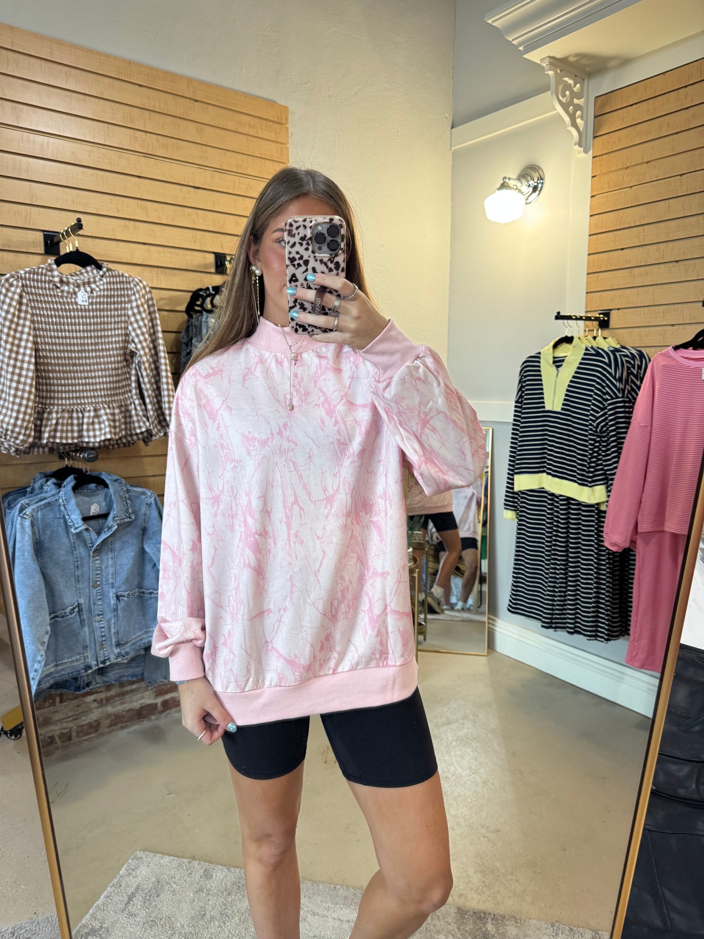 Pink Camo Mock Neck Sweatshirt