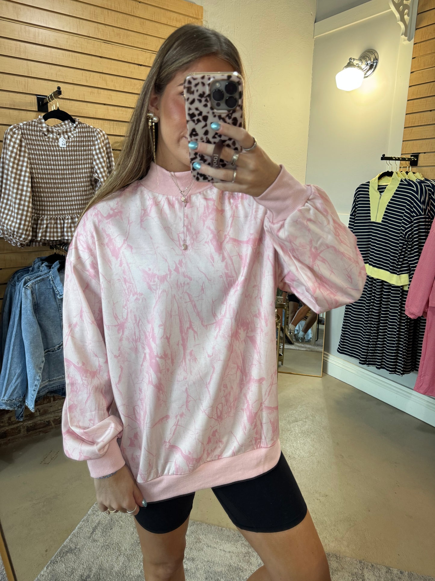 Pink Camo Mock Neck Sweatshirt