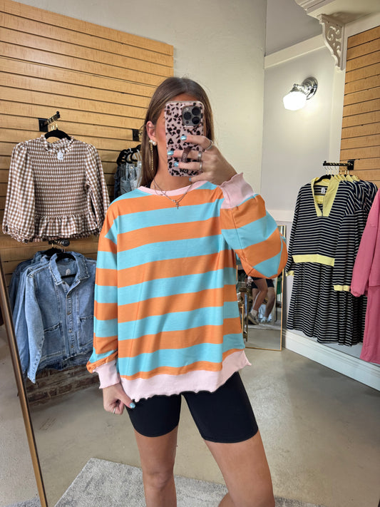 Orange Stripe Color Block Top