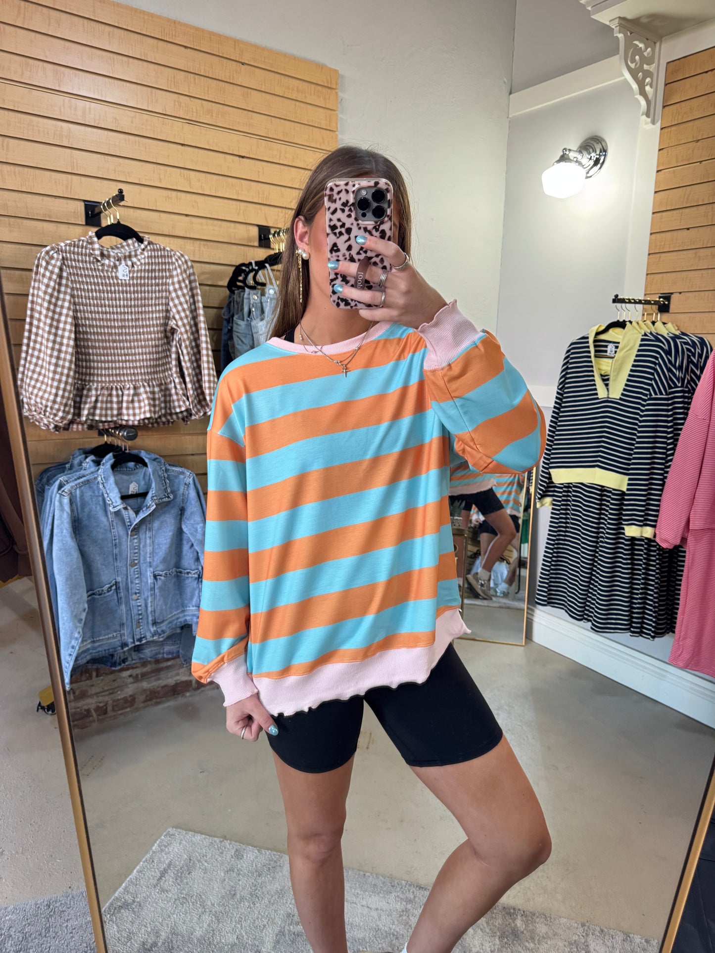 Orange Stripe Color Block Top