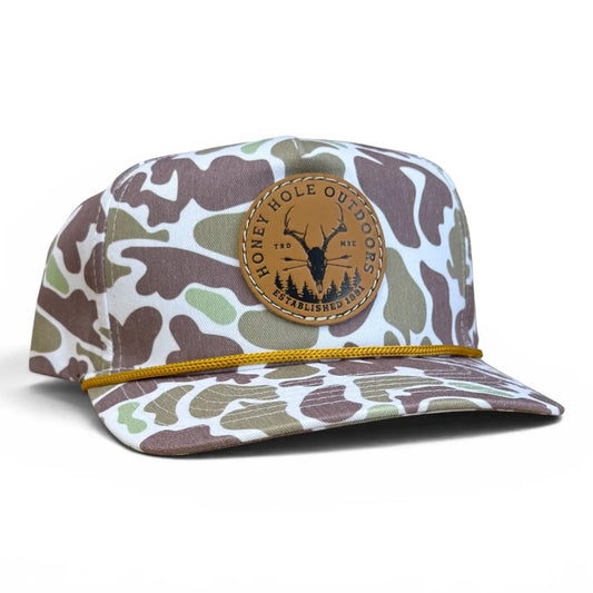 Honey Hole Leather Patch Camo Rope Hat