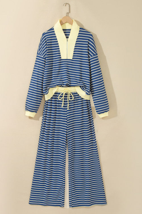 Navy Stripe Pants Set