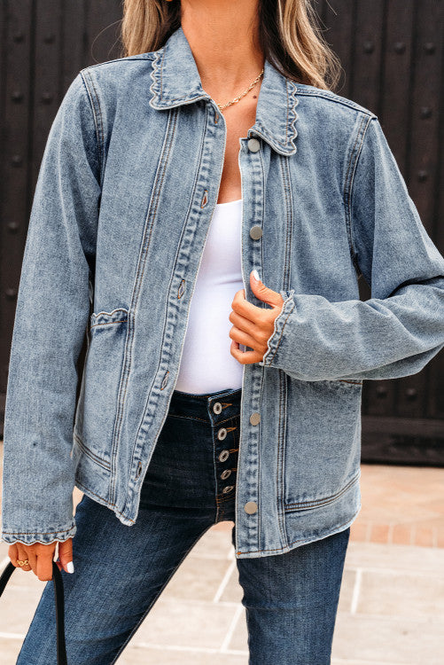 Scallop Trim Denim Jacket