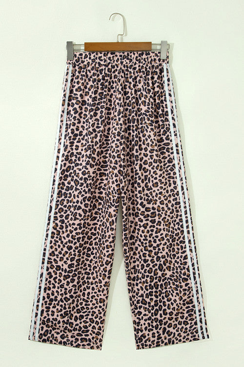Beige Leopard Track Pants