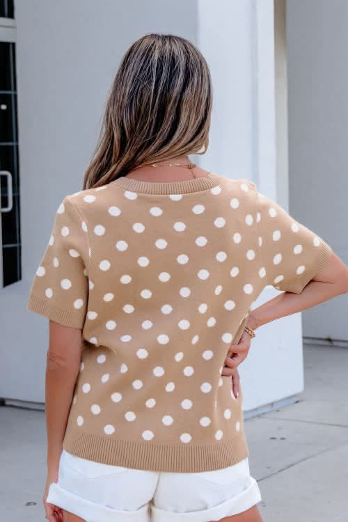 Tan Polka Dot Cardigan