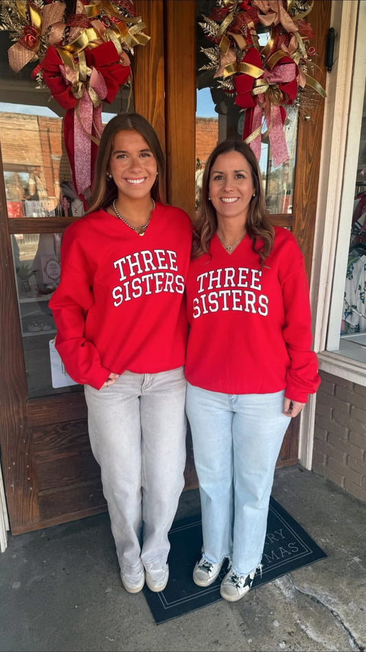 Red Three Sisters Sweatshirt with V Cut