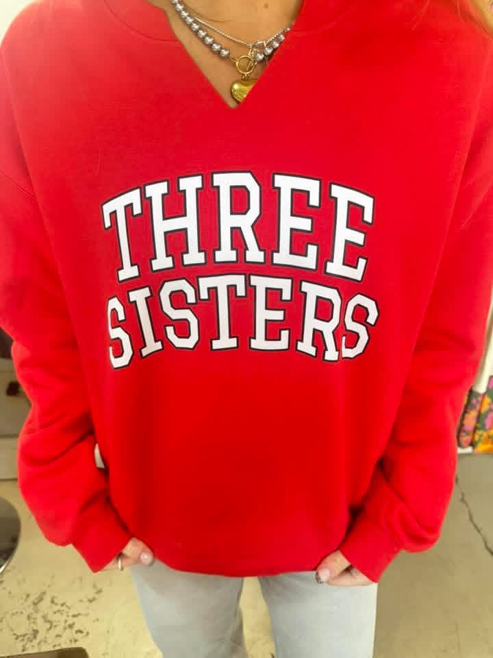 Red Three Sisters Sweatshirt with V Cut
