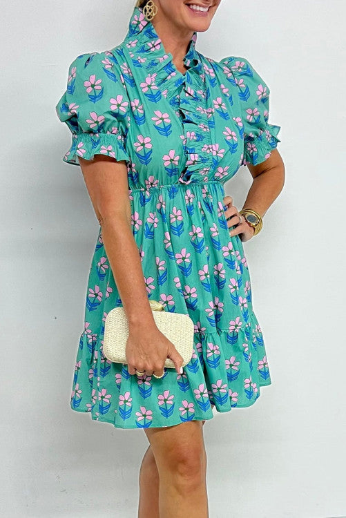 Floral Dress with Puff Sleeves