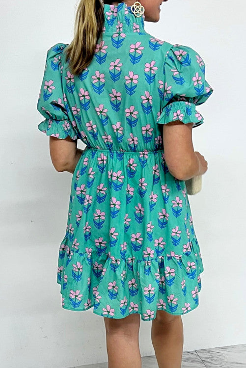 Floral Dress with Puff Sleeves