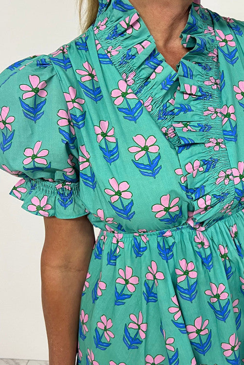 Floral Dress with Puff Sleeves