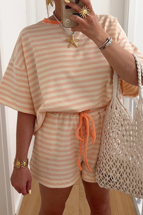 Pink Stripe Short Set