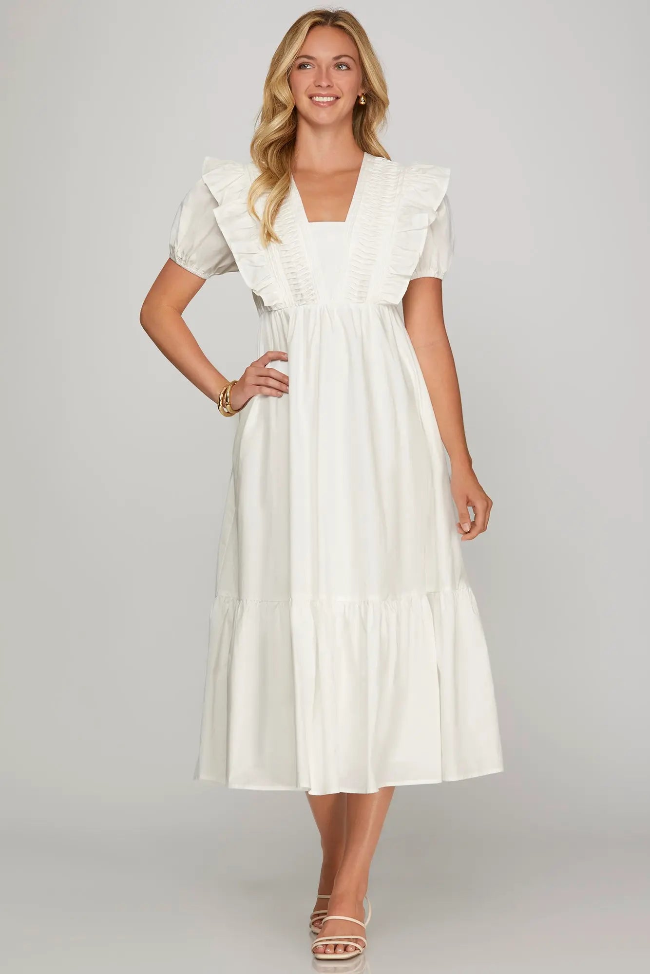 White Ruffle Maxi Dress