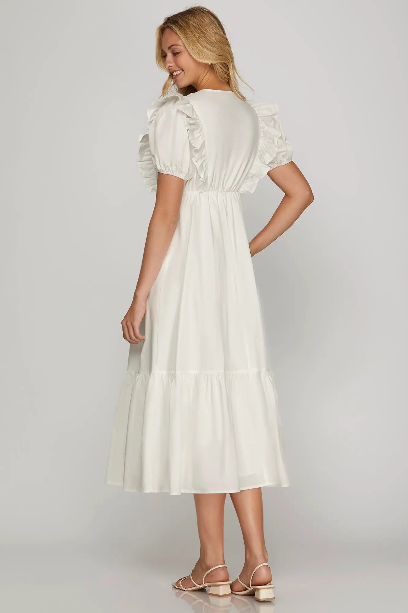 White Ruffle Maxi Dress