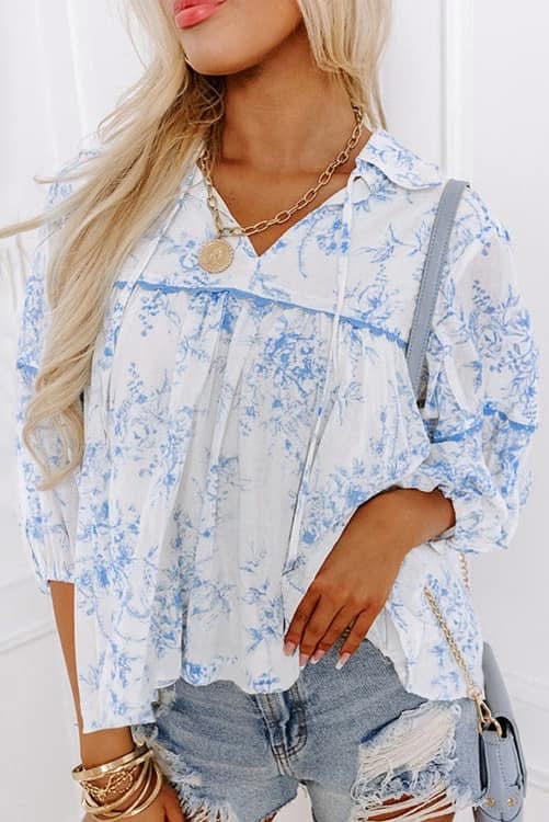 Blue Floral Top