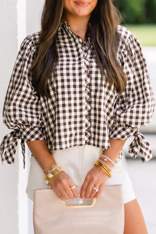 Brown Plaid Top