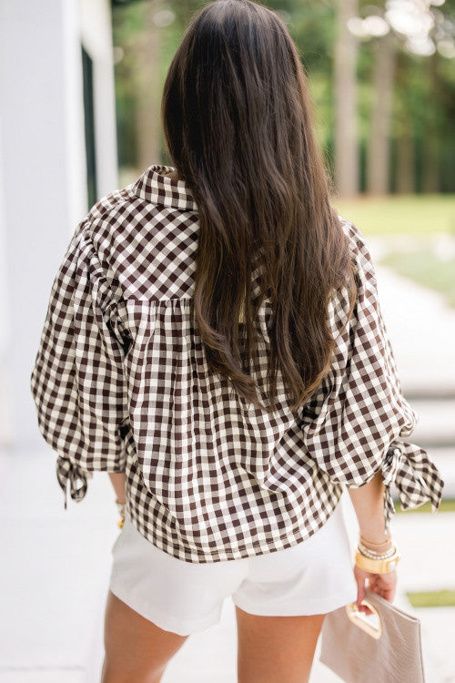 Brown Plaid Top