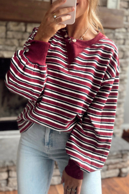 Maroon Striped Top