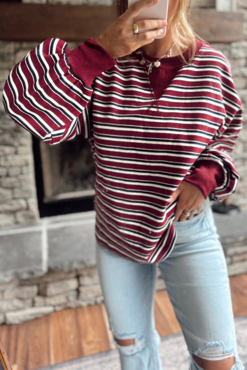Maroon Striped Top