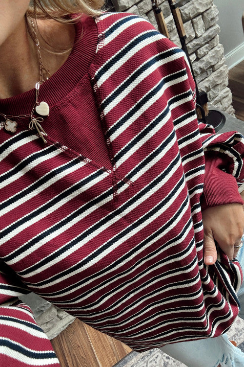 Maroon Striped Top